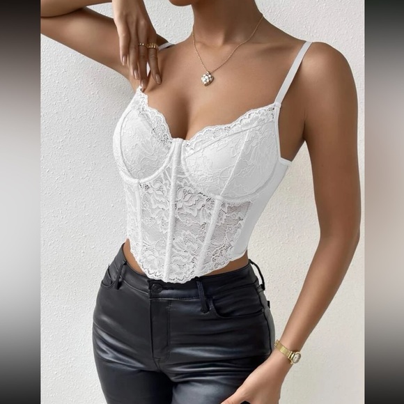 Luxe sexy floral lace bralette corset crop top - Picture 2 of 16